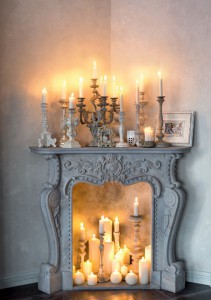 Fireplace with candles